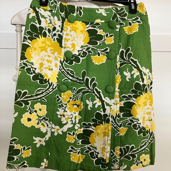 EUC Vintage Talbots white, grass green, and yellow floral print cotton (2P) - Picture 2 of 5